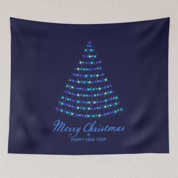 Item preview, Christmas tree. Merry Christmas and Happy New Year. Christmas pattern of bright magical neon multi-colored particles, sparks and stars shining with special light on dark background.  designed and sold by NataliaVVV.
