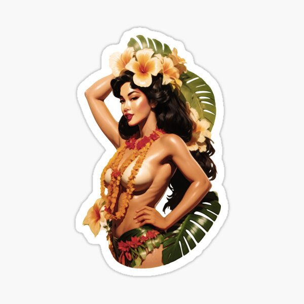 Item preview, Floral Illustration Pacific Hula Girl  designed and sold by Hinata Sorayama.