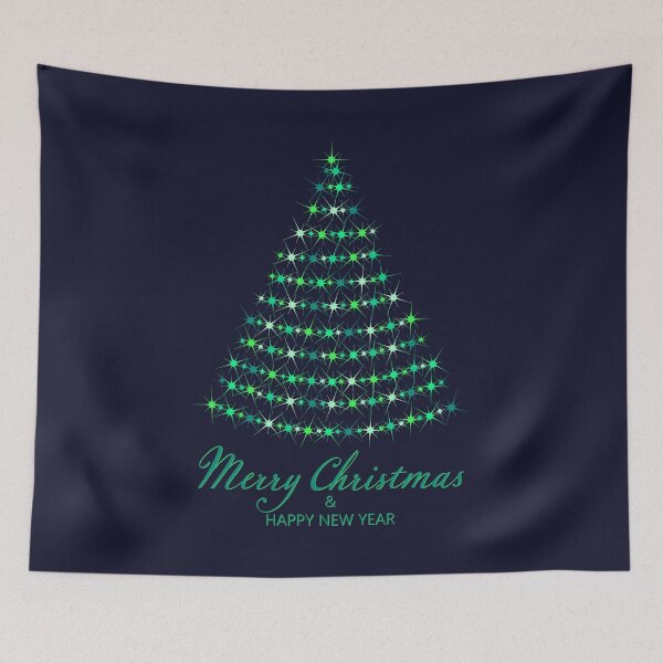 Item preview, Christmas tree. Merry Christmas and Happy New Year. Christmas pattern of bright magical neon multi-colored particles, sparks and stars shining with special light on dark background.  designed and sold by NataliaVVV.