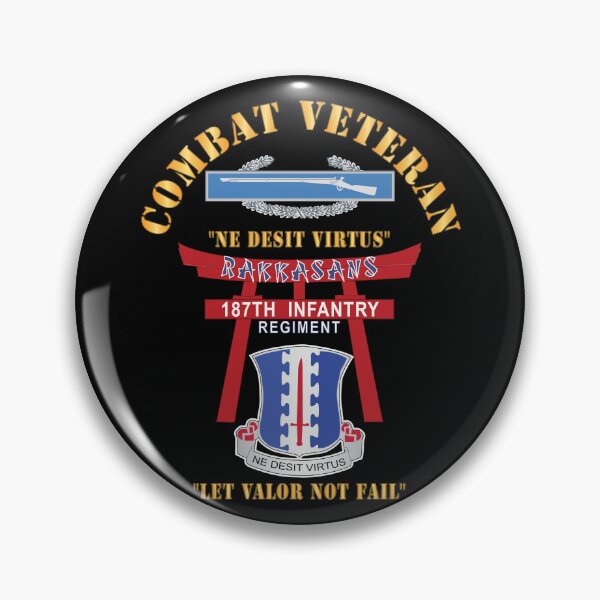 Item preview, Army - Combat Veteran - 187th Infantry Regiment - Torii, Rakkasans, Let Valor Not Fail, English, Latin w CIB X 300 designed and sold by Military Insignia Products.