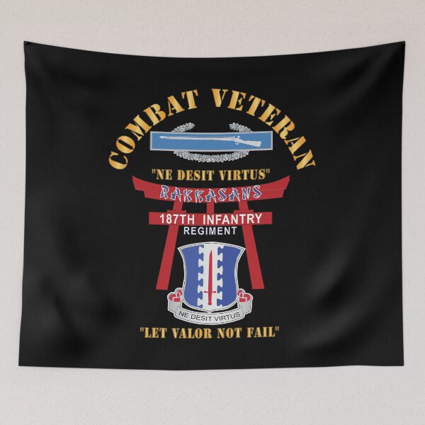 Item preview, Army - Combat Veteran - 187th Infantry Regiment - Torii, Rakkasans, Let Valor Not Fail, English, Latin w CIB X 300 designed and sold by Military Insignia Products.