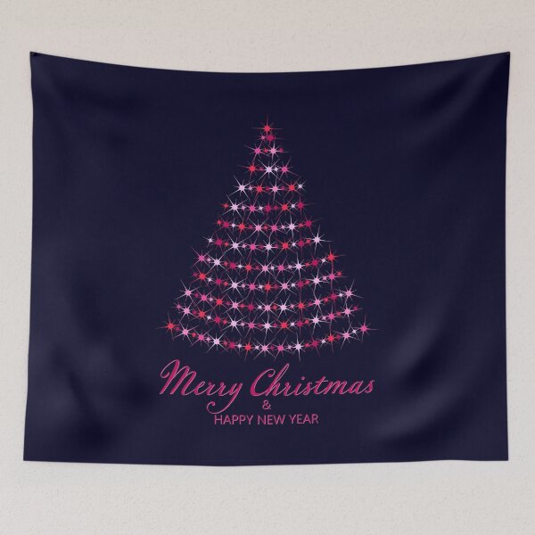 Item preview, Christmas tree. Merry Christmas and Happy New Year. Christmas pattern of bright magical neon multi-colored particles, sparks and stars shining with special light on dark background.  designed and sold by NataliaVVV.
