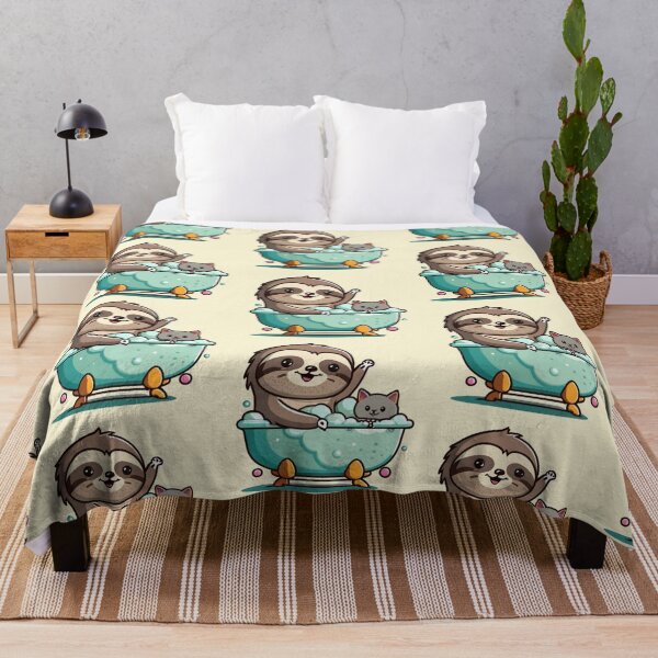 Item preview, Sloth and cat in a bathtub designed and sold by NormadWorld.