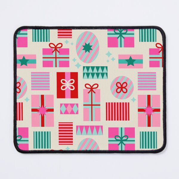 Item preview, Retro Geometric Christmas Gift pattern 2. pink and teal on cream designed and sold by Dominiquevari.