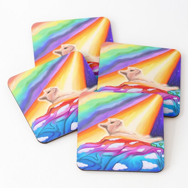 Item preview, Glowing White Cat Entering Rainbow Bridge Heaven designed and sold by Deborah Camp.
