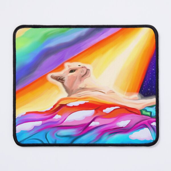 Item preview, Glowing White Cat Entering Rainbow Bridge Heaven designed and sold by Deborah Camp.