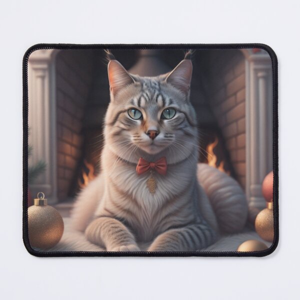 Item preview, A beautiful Lynx point cat is laying in front of the fireplace designed and sold by Kaleddis.