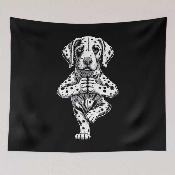 Aperçu de l'œuvre Dalmatien Yoga Chien Chiot Chiens drôles Pose d'arbre Asana créée et vendue par GrandeDuc.