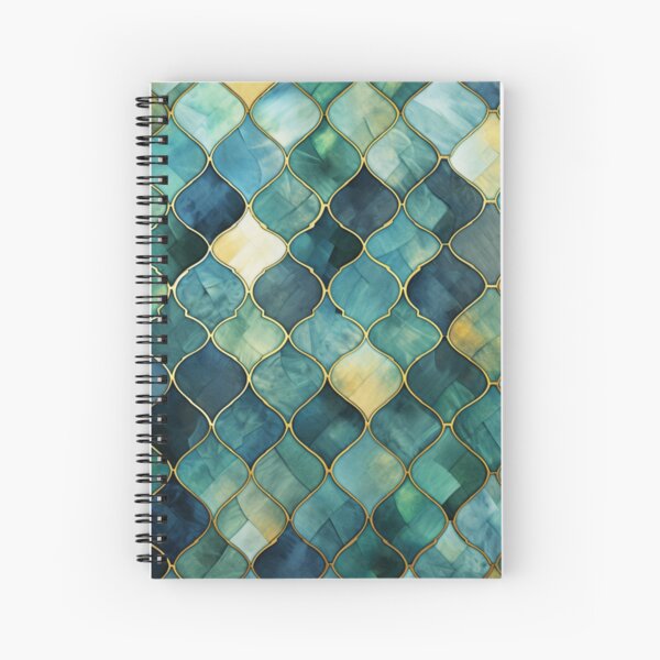 Aperçu de l'œuvre Carreau décoratif marocain vert menthe, aqua et or motif 2 créée et vendue par GrinGalore.