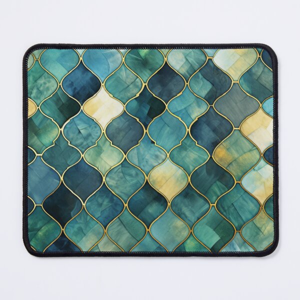 Item preview, Mint Green, Aqua & Gold Decorative Morrocan Tile Pattern 2 designed and sold by GrinGalore.
