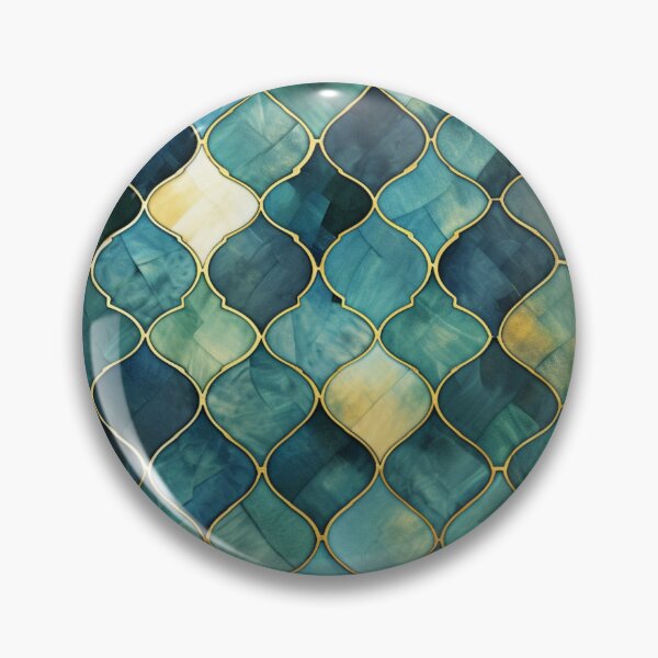 Item preview, Mint Green, Aqua & Gold Decorative Morrocan Tile Pattern 2 designed and sold by GrinGalore.