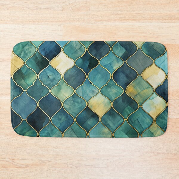 Item preview, Mint Green, Aqua & Gold Decorative Morrocan Tile Pattern 2 designed and sold by GrinGalore.