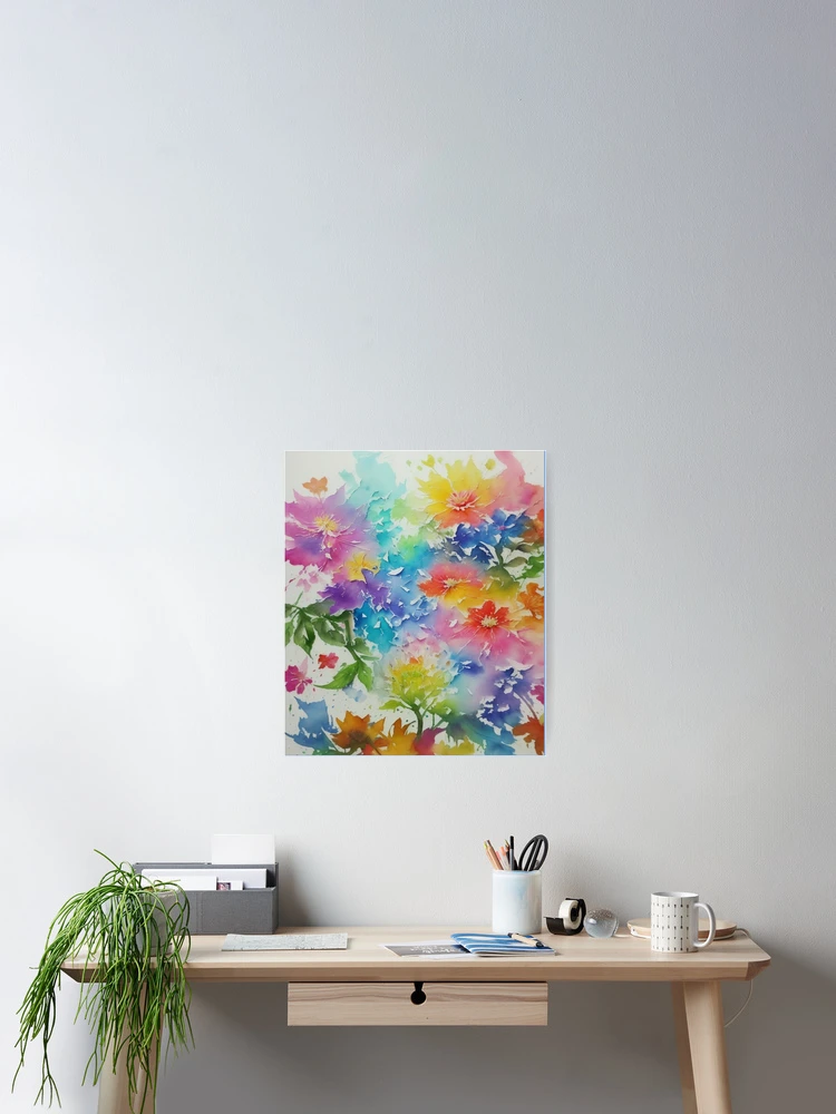 Thumbnail 2 of 3, Poster, Colorful Roses Abstract Pattern. designed and sold by SuraSu.