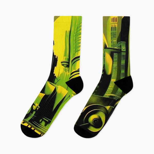 Item preview, Metropolis City Futuristic Cinema Cinema Light Games Film Green Black Yellow designed and sold by G-M-Designs.