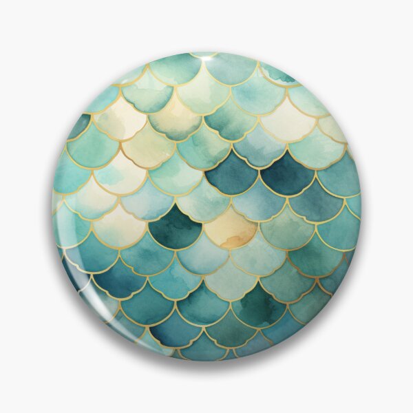 Item preview, Mint Green, Aqua & Gold Decorative Morrocan Scallop Pattern designed and sold by GrinGalore.