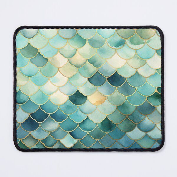 Item preview, Mint Green, Aqua & Gold Decorative Morrocan Scallop Pattern designed and sold by GrinGalore.