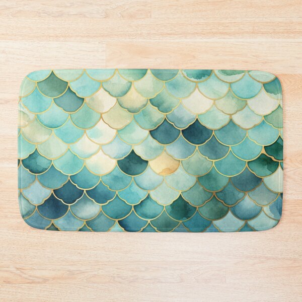 Item preview, Mint Green, Aqua & Gold Decorative Morrocan Scallop Pattern designed and sold by GrinGalore.