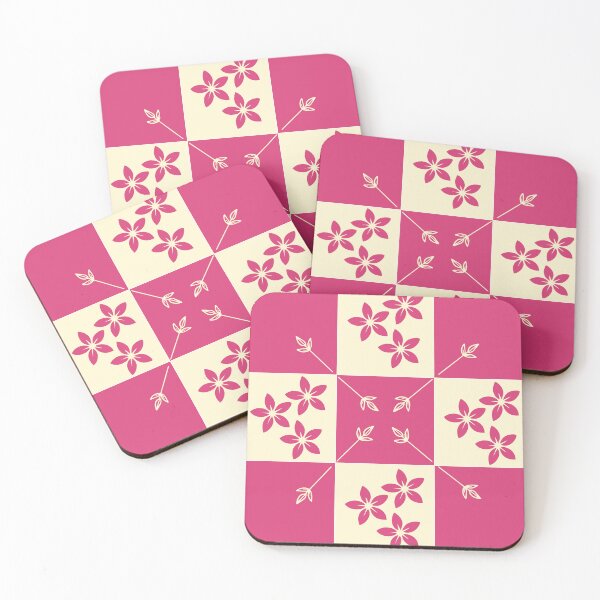 Item preview, Pink flower pattern with yellow blocks designed and sold by Swingfroglet.