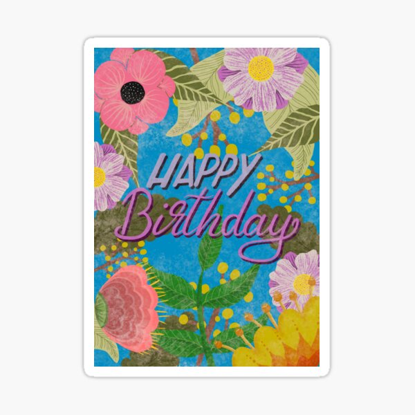 Happy Birthday Flowers Stickers for Sale