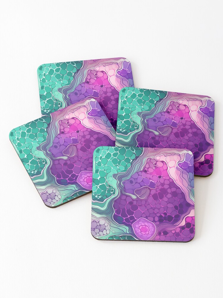Thumbnail 1 of 5, Coasters (Set of 4), Geode Style Pattern designed and sold by SideSignal.