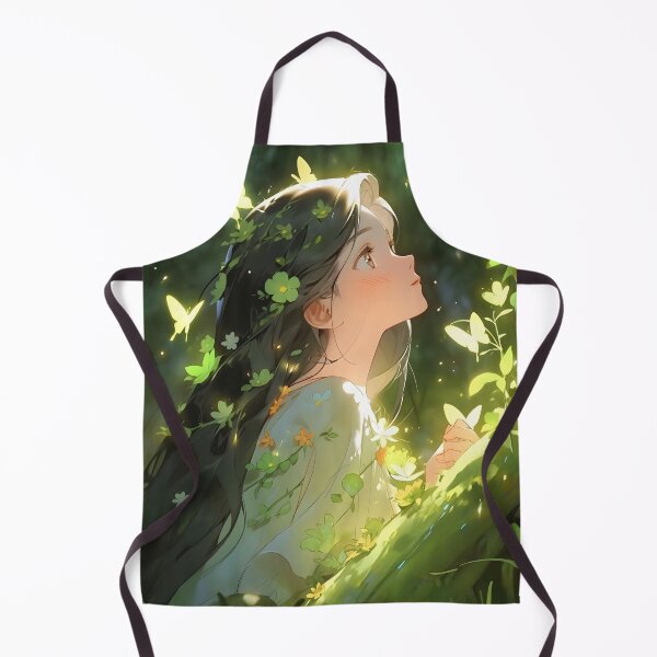 Item preview, Anime girl with glowing butterflies in forest portrait art designed and sold by TheArtistOf2022.