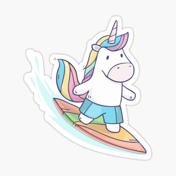 Aperçu de l'œuvre Unicorn Surfer à cheval sur une planche de surf créée et vendue par Olya Yatsenko.