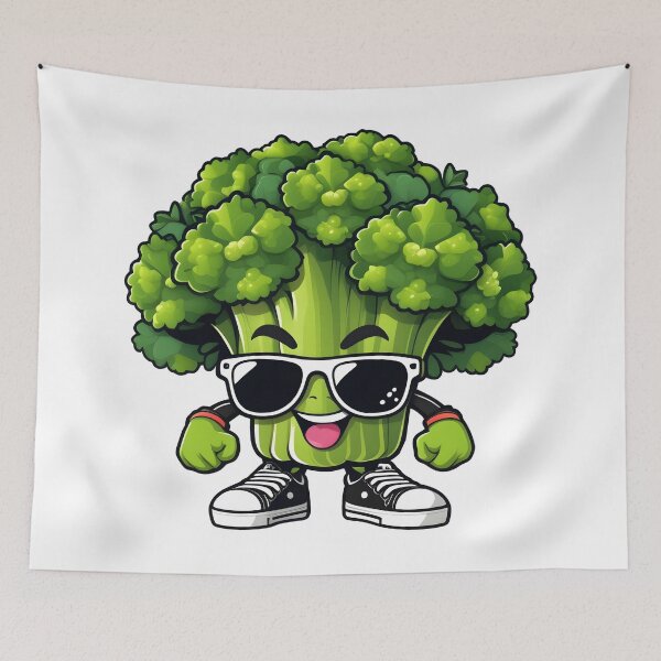Aperçu de l'œuvre T-shirt brocoli mignon portant des lunettes de soleil créée et vendue par MYARTPOINT.