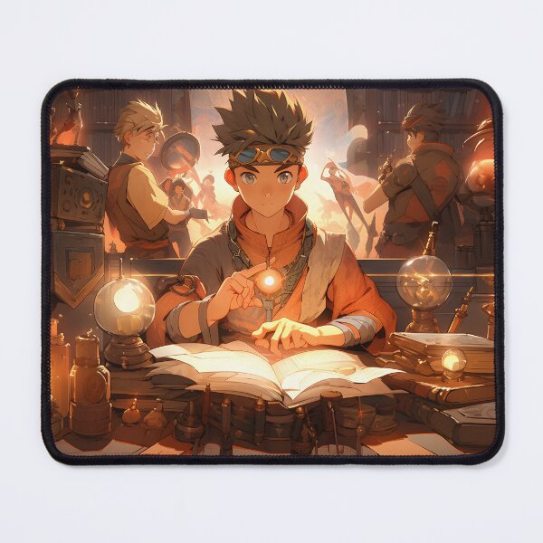 Item preview, Anime librarian and magician boy in library art designed and sold by TheArtistOf2022.