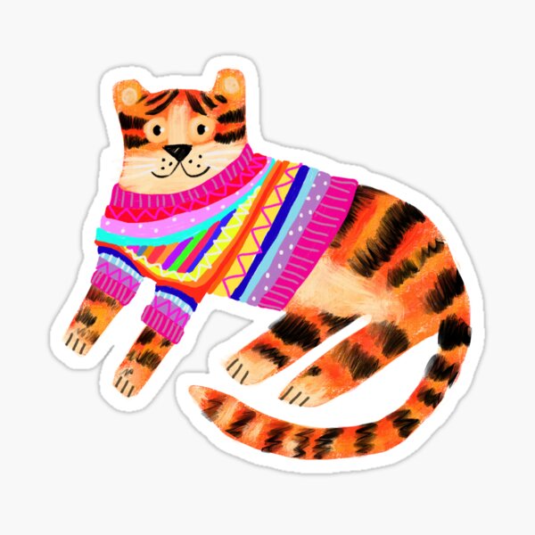 Item preview, Tiger in a funky knit sweater by TASCHA designed and sold by tascha-doodles.