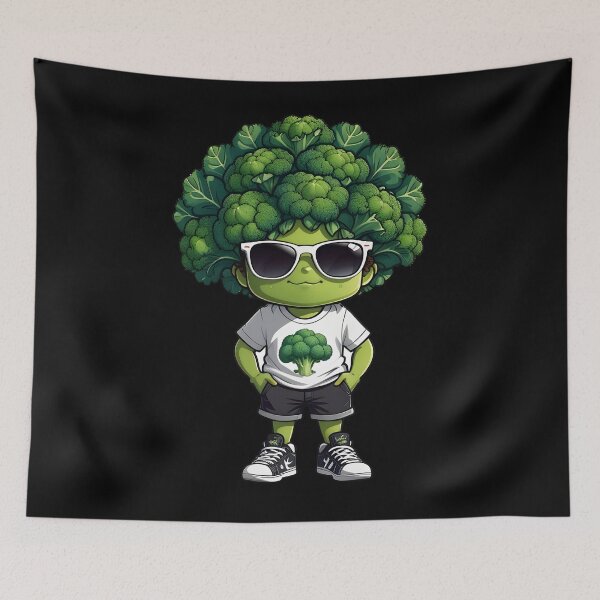 Aperçu de l'œuvre T-shirt brocoli mignon portant des lunettes de soleil créée et vendue par MYARTPOINT.