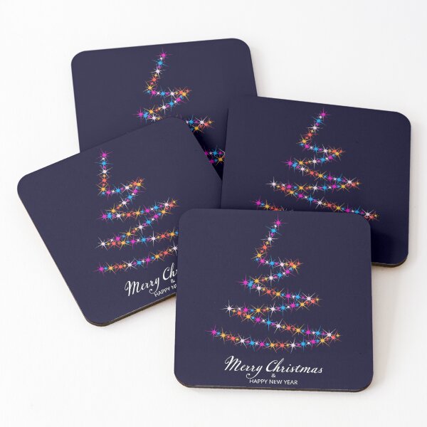 Item preview, Christmas tree. Merry Christmas and Happy New Year. Christmas pattern of bright magical neon multi-colored particles, sparks and stars shining with special light on dark background.  designed and sold by NataliaVVV.