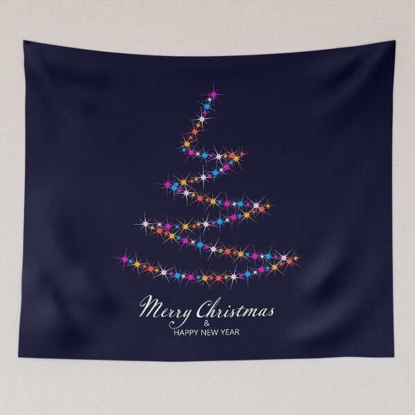 Item preview, Christmas tree. Merry Christmas and Happy New Year. Christmas pattern of bright magical neon multi-colored particles, sparks and stars shining with special light on dark background.  designed and sold by NataliaVVV.