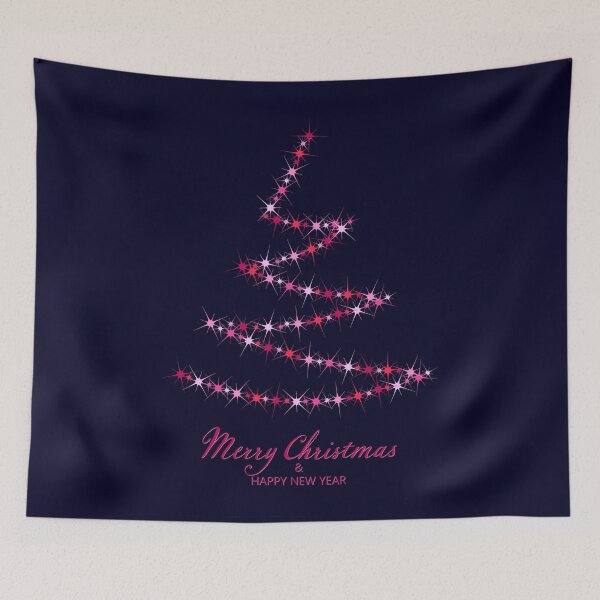 Item preview, Christmas tree. Merry Christmas and Happy New Year. Christmas pattern of bright magical neon multi-colored particles, sparks and stars shining with special light on dark background.  designed and sold by NataliaVVV.