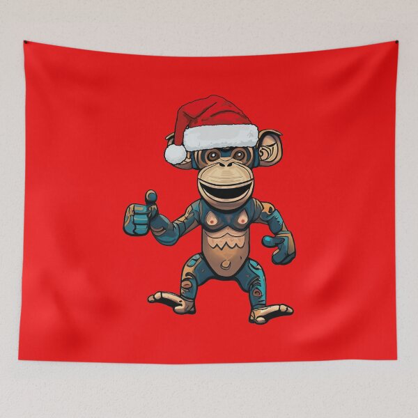 Item preview, A cheerful, festive monkey in a Santa Claus hat designed and sold by ToMaSzyk.