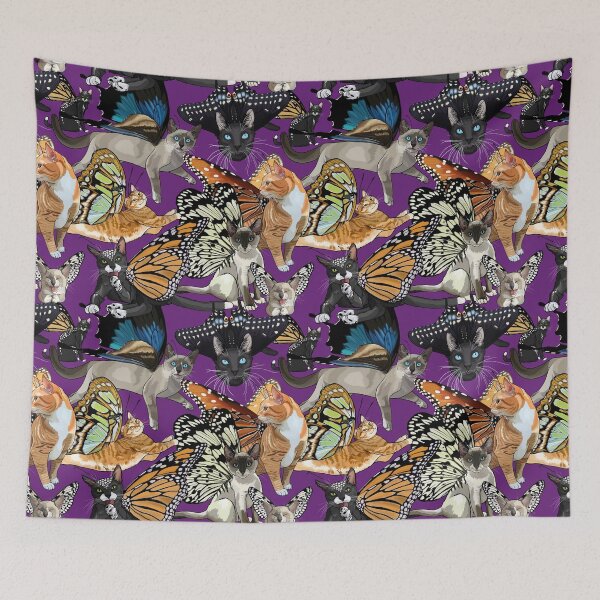 Item preview, Butterfly Cat Party Purple designed and sold by Carleah Unique.