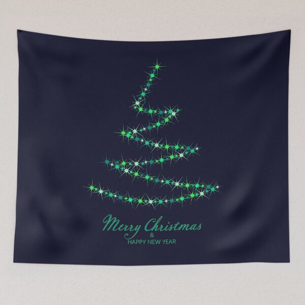 Item preview, Christmas tree. Merry Christmas and Happy New Year. Christmas pattern of bright magical neon multi-colored particles, sparks and stars shining with special light on dark background.  designed and sold by NataliaVVV.