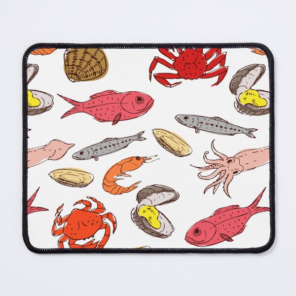 Item preview, Sea dwellers : squid, crab, fish, dorada, clams, oysters in doodle style. Food. designed and sold by Olga Matskevich.