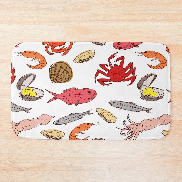 Item preview, Sea dwellers : squid, crab, fish, dorada, clams, oysters in doodle style. Food. designed and sold by Olga Matskevich.