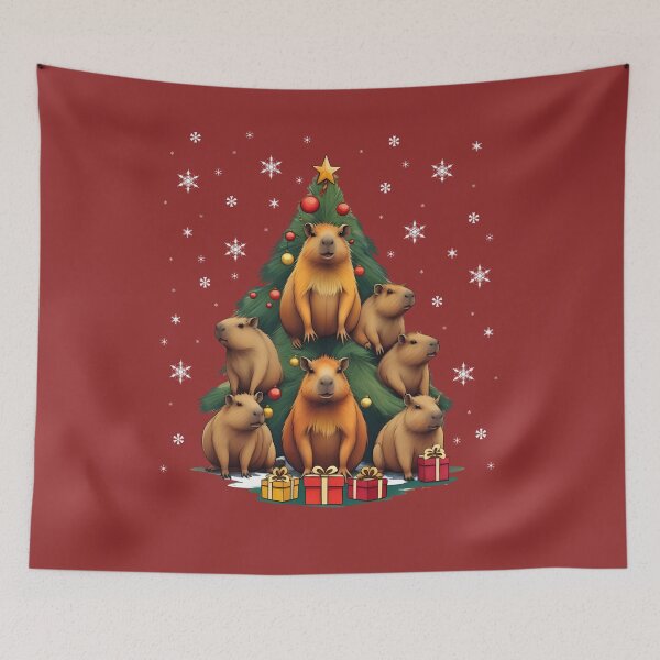 Item preview, Cute Capybaras Christmas tree and Christmas composition, Cute capybara, Christmas sweater designed and sold by Collagedream.