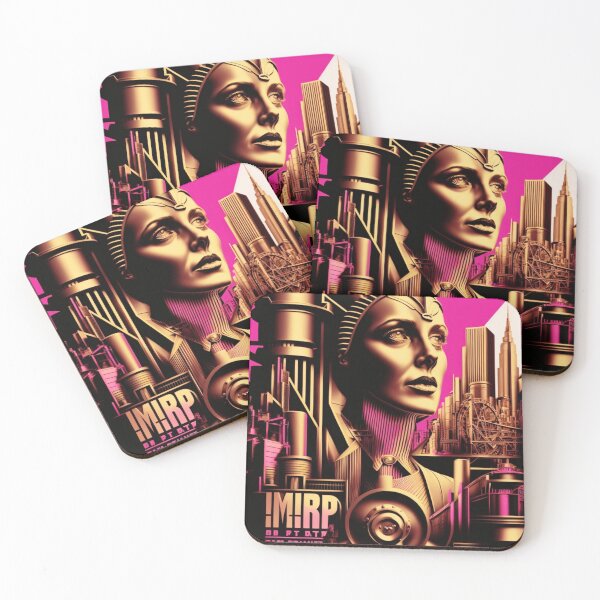 Artikelvorschau, Metropole City Futuristisch Gesicht Cinema Kino Lichtspiele Film pink schwarz gold beige entworfen und verkauft von G-M-Designs.