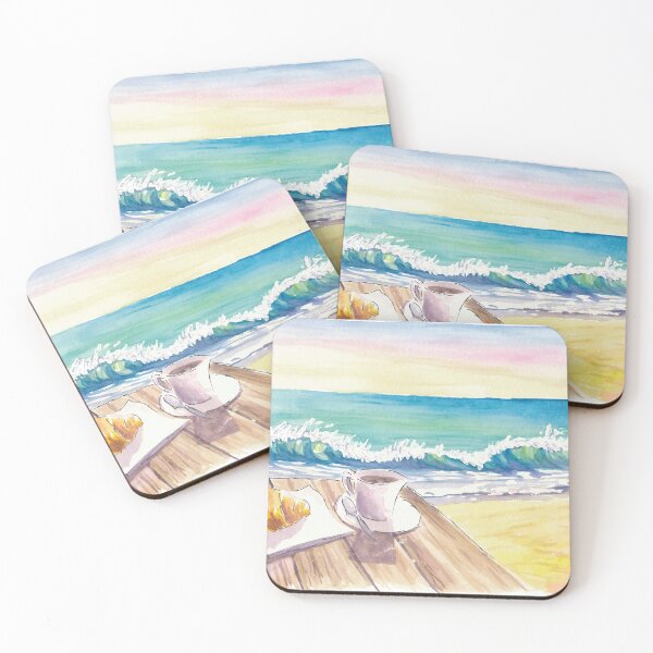 Item preview, Beautiful Beach Morning with Coffee Brioche and Waves designed and sold by artshop77.