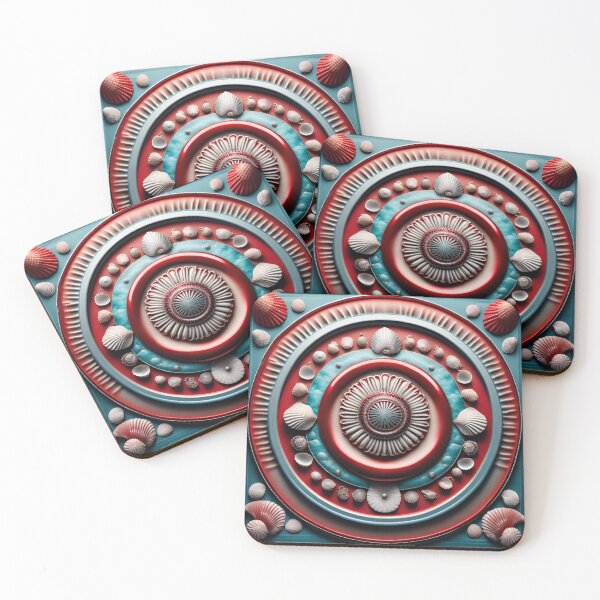 Item preview, Ocean Serenity Mandala in Red and Silver designed and sold by SpiritualManda.