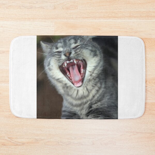 Item preview, Portrait of grey yawning cat designed and sold by olena2552.