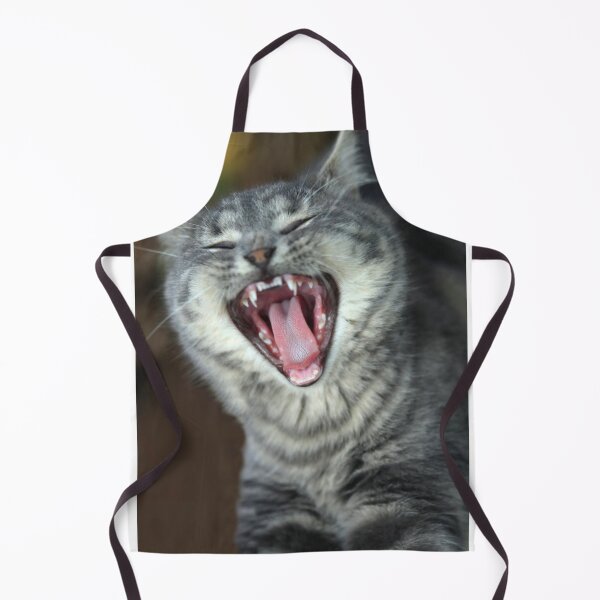 Item preview, Portrait of grey yawning cat designed and sold by olena2552.