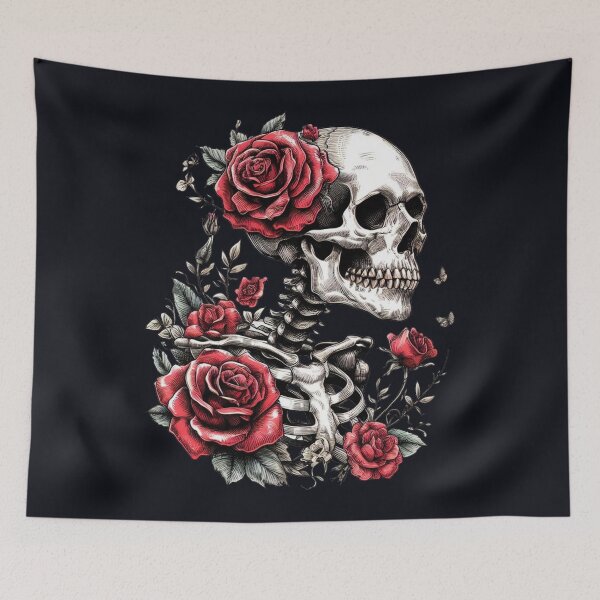 Item preview, Skeleton Adorned With Roses designed and sold by CreepyCornerArt.