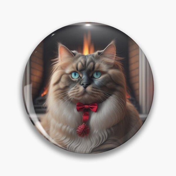 Item preview, A beautiful Persian Longhair cat is laying in front of the fireplace  designed and sold by Kaleddis.