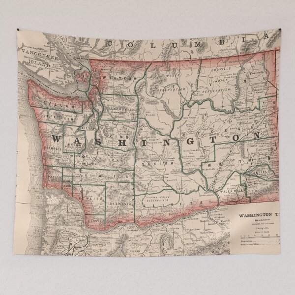 Item preview, Vintage Map of Washington State (1883) designed and sold by BravuraMedia.