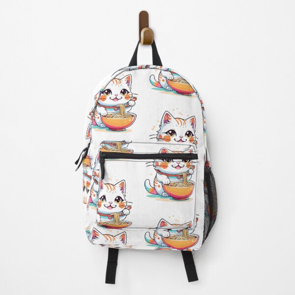 Aperçu de l'œuvre Chat Kawaii mangeant des Ramen créée et vendue par ColorFlick.