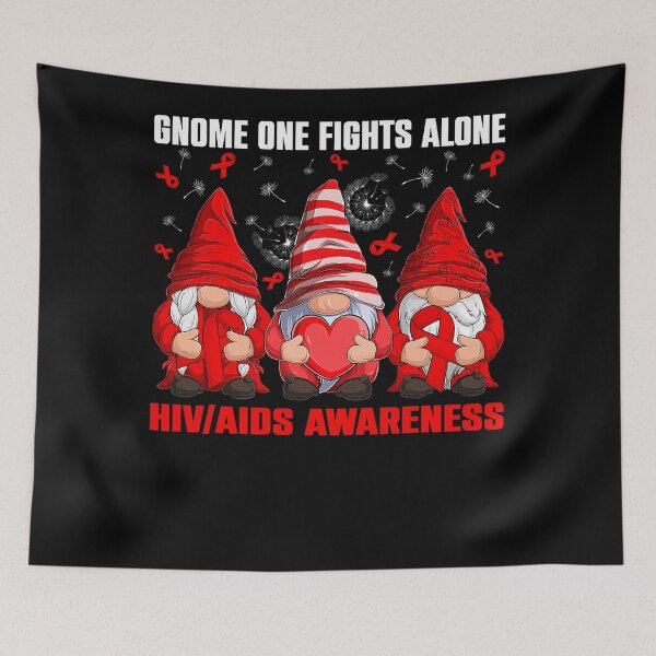 Item preview, Gnomes One Fights Alone HIVAIDS Awareness Gnome Red Ribbon designed and sold by defabiosofxs.