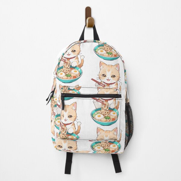Aperçu de l'œuvre Chat mignon kawaii mangeant des ramen créée et vendue par ColorFlick.